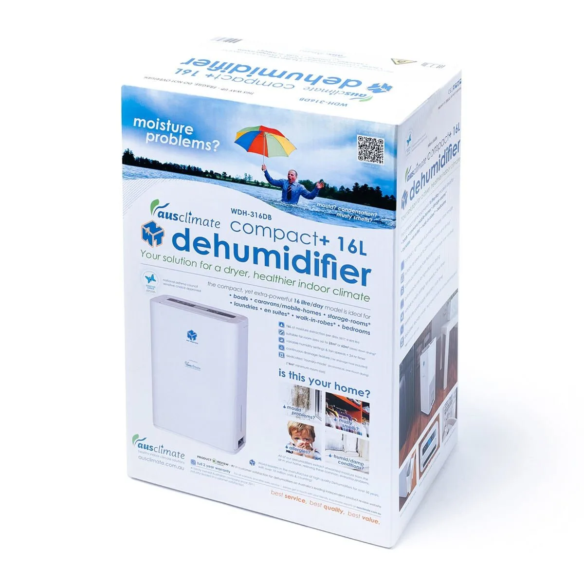 NWT Compact+ 16L Dehumidifier WDH-316DB packaging