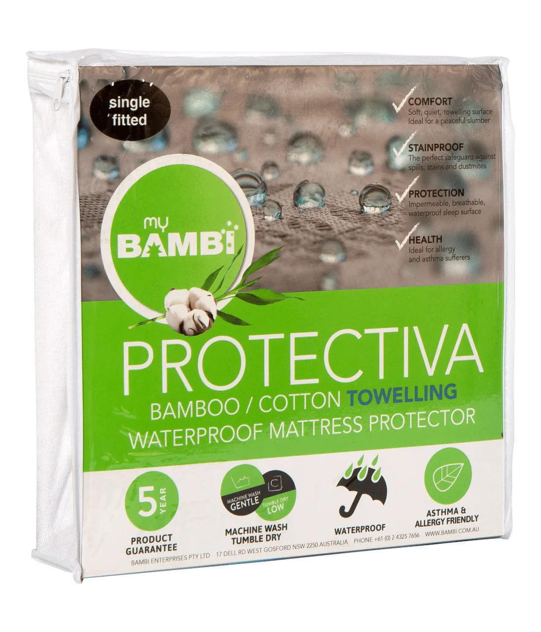 Waterproof Mattress Protector Bamboo/Cotton Towelling