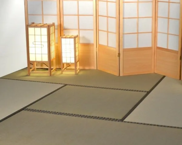 Tatami mat in a tea room set-up using half size mats
