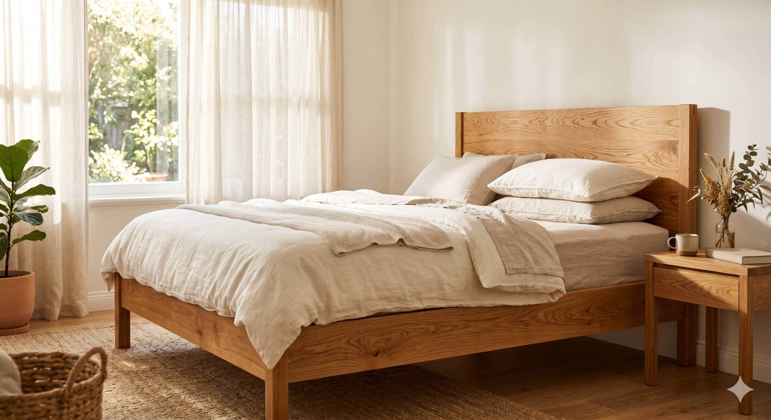Solid Timber Bed Frames — Why American Oak? | Zentai Living - Gemini Generated Image 9napf69napf69nap