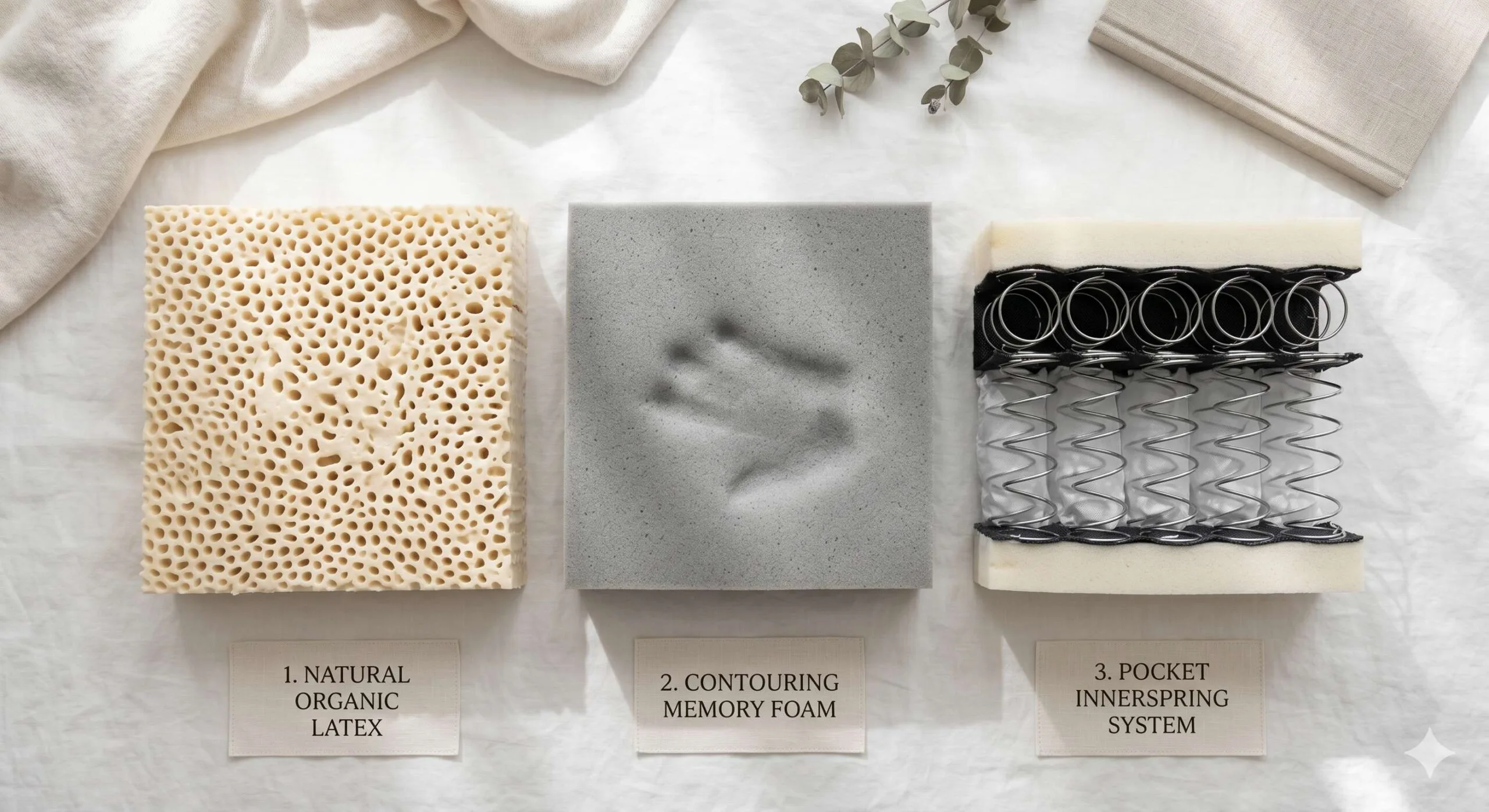 latex mattress vs memory foam Organic Latex vs Memory Foam vs Innerspring — The Real Comparison | Zentai Living - Gemini Generated Image pk03utpk03utpk03