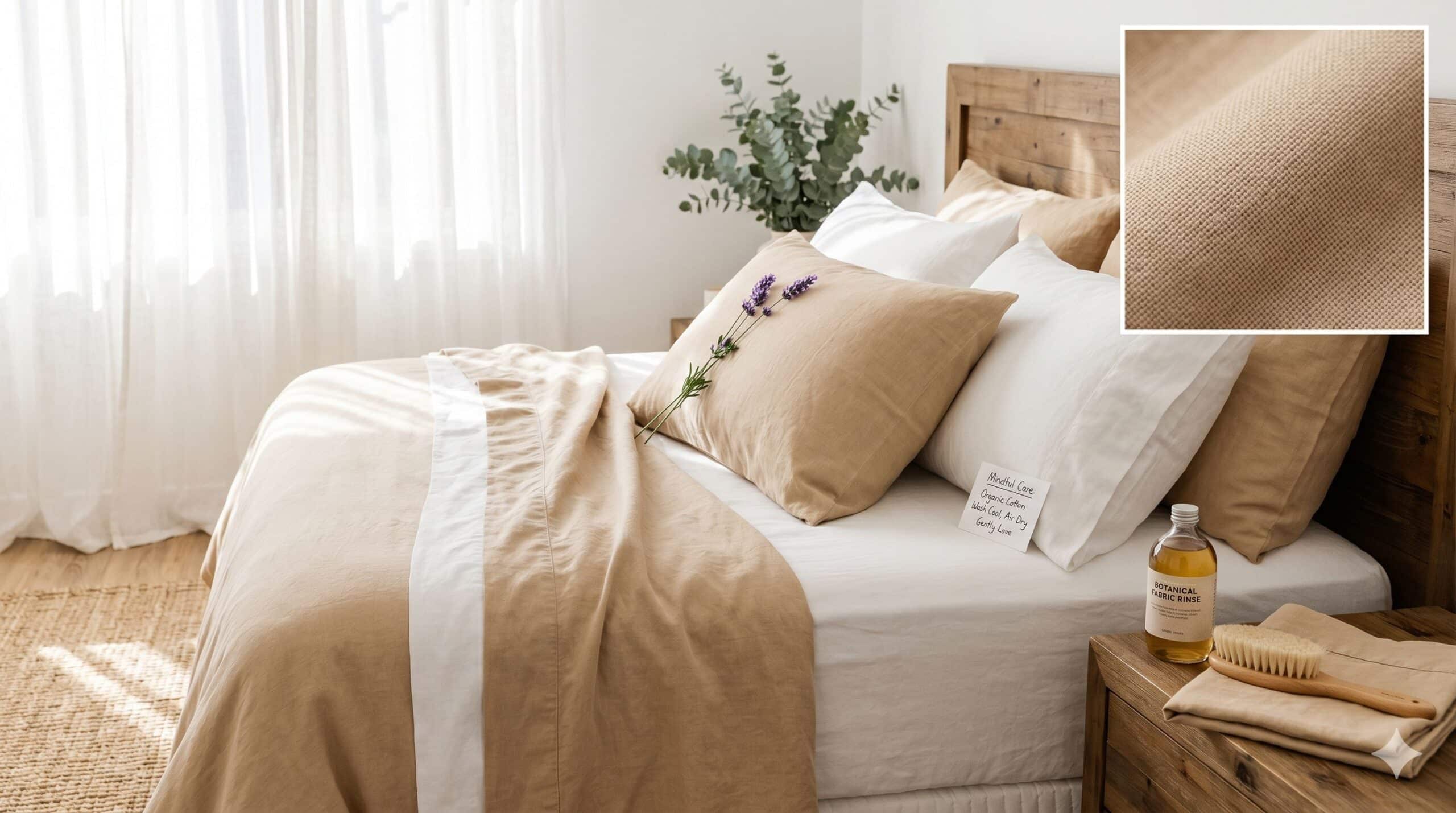 Organic Cotton Bed Linen — Fabric, Weave & Care Guide - Gemini Generated Image sht5jdsht5jdsht5