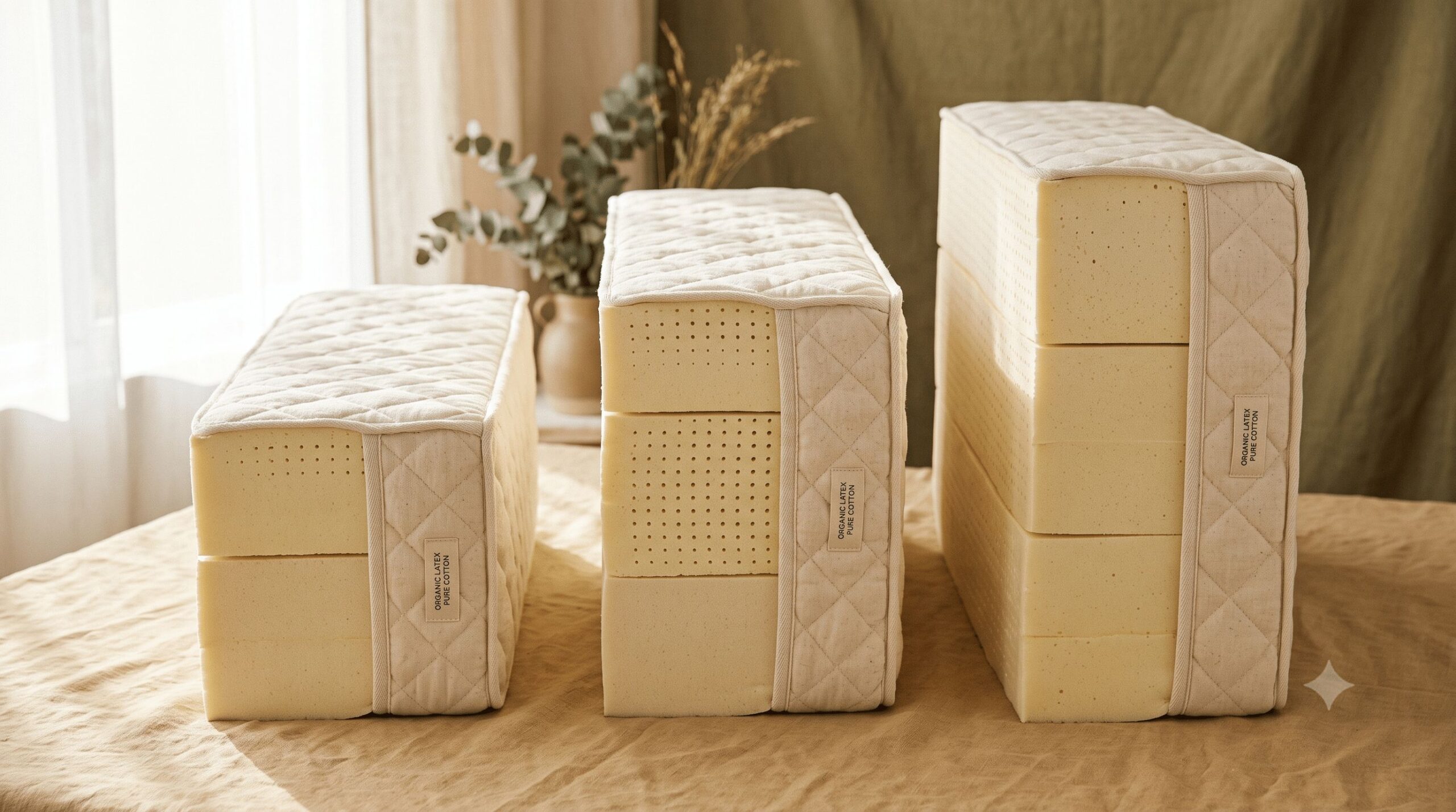 Mattress depth comparison: 18cm, 23cm and 26cm organic latex layers