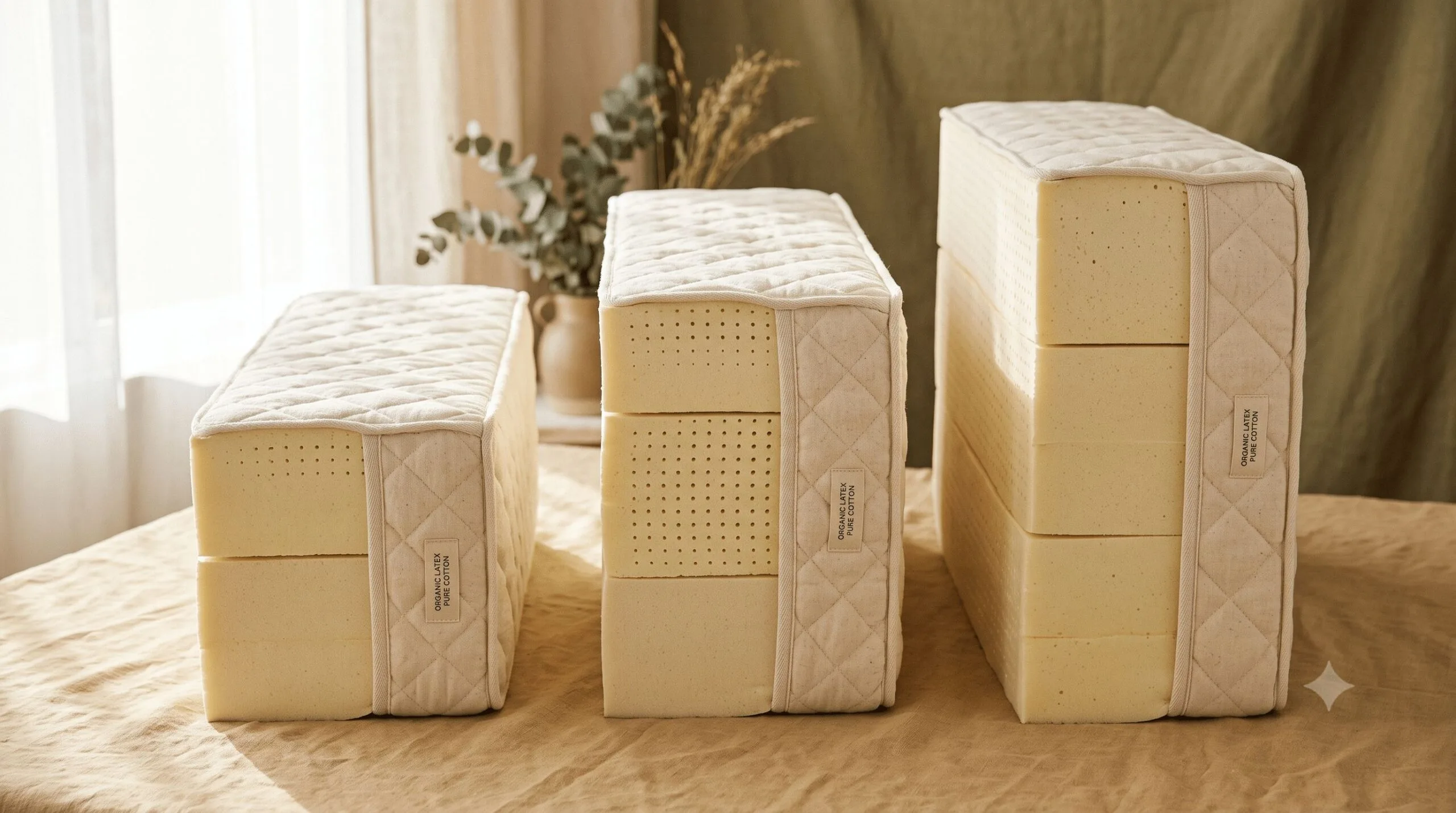 Mattress depth comparison: 18cm, 23cm and 26cm organic latex layers