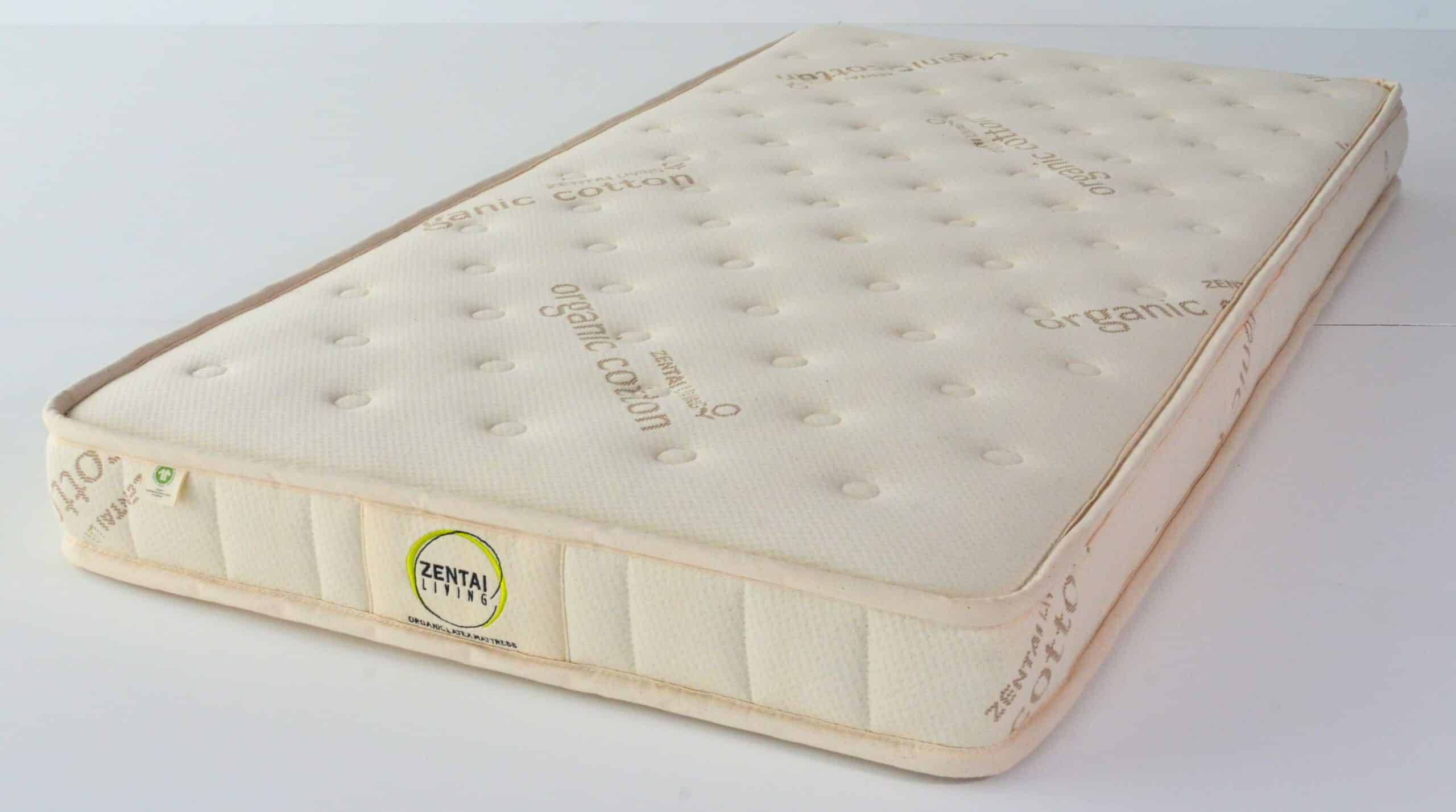 Zentai Living organic latex cot mattress, front angle